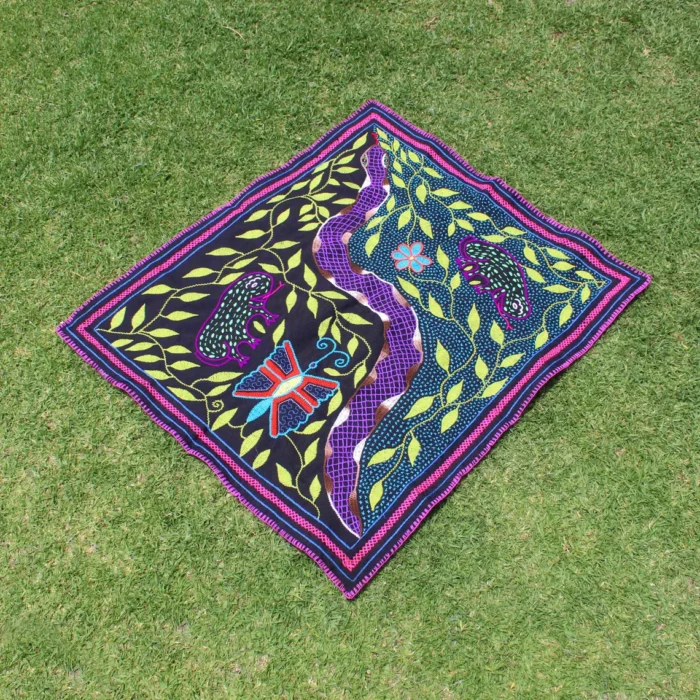 Shipibo Altar Cloth: Traditional Embroidered Shaman Textile