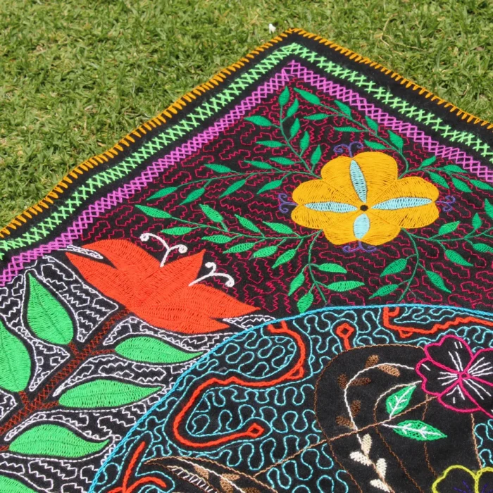 Shipibo Kené Altar Cloth: Traditional Amazonian Embroidery