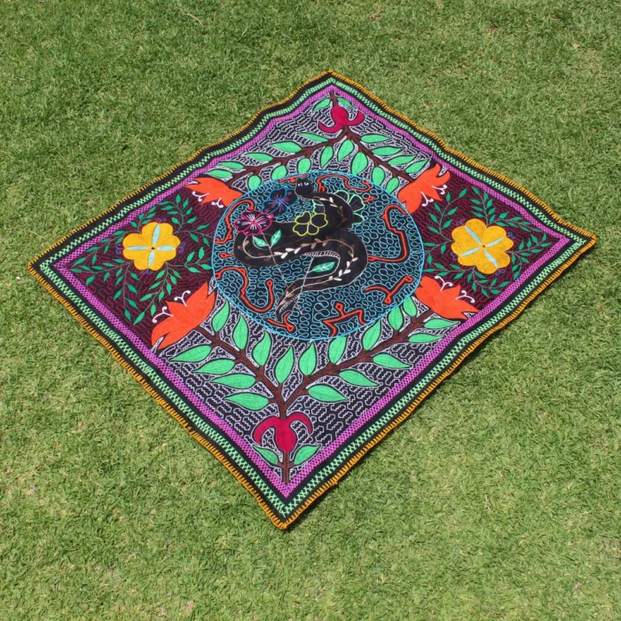 Shipibo Kené Altar Cloth: Traditional Amazonian Embroidery