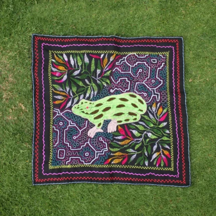 Shipibo Altar Cloth made by Shipibo Female Shaman | 66 cm x 64 cm | Shipibo Embroidery | Ayahuasca vision pattern