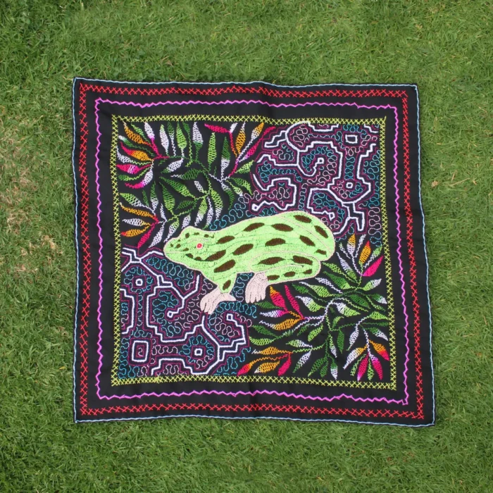 Shipibo Altar Cloth made by Shipibo Female Shaman | 66 cm x 64 cm | Shipibo Embroidery | Ayahuasca vision pattern