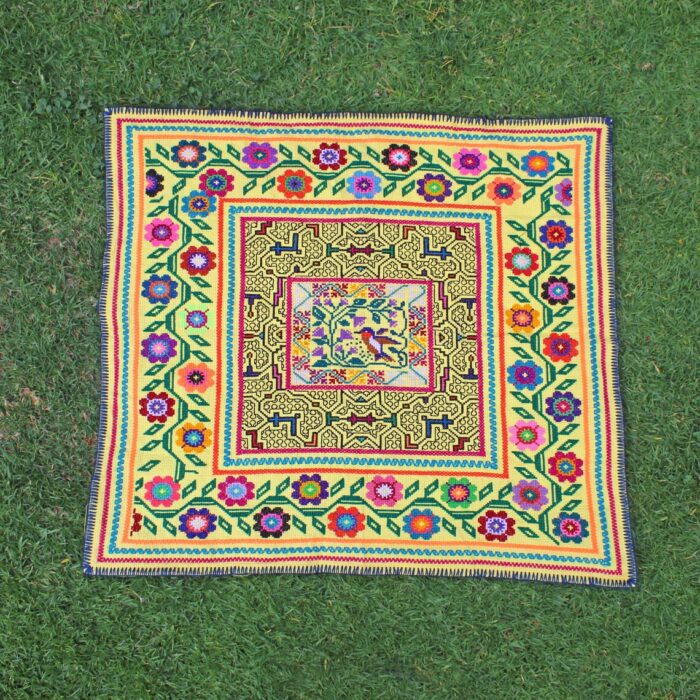 Shipibo Altar Cloth made by Shipibo Female Shaman | 72 cm x 65 cm | Shipibo Embroidery | Ayahuasca vision pattern