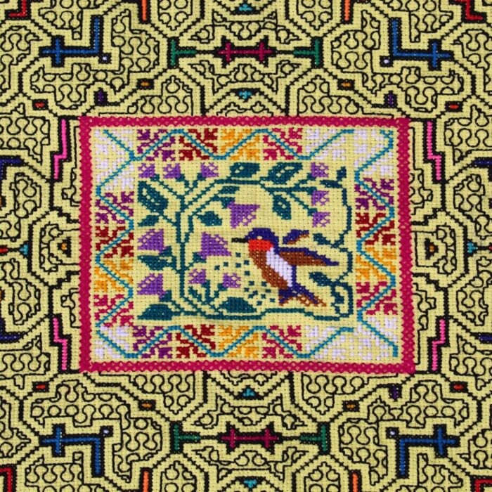 Shipibo Altar Cloth made by Shipibo Female Shaman | 72 cm x 65 cm | Shipibo Embroidery | Ayahuasca vision pattern