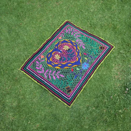 Shipibo Altar Cloth made by Shipibo Female Shaman | 60 cm x 48 cm | Shipibo Embroidery | Ayahuasca vision pattern