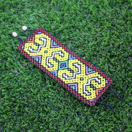 Shipibo Original Ceremonial Bracelet | Unisex Handmade From The Shipibo Tribe | 20 cm x 5.6 cm (Incl. Closures) | Sacred Beaded Bracelet