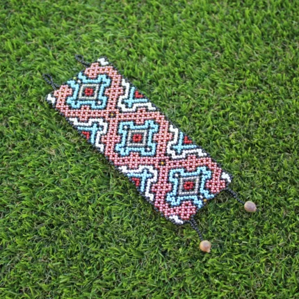 Shipibo Original Ceremonial Bracelet | Unisex Handmade From The Shipibo Tribe | 19.5 cm x 6 cm (Incl. Closures) | Sacred Beaded Bracelet