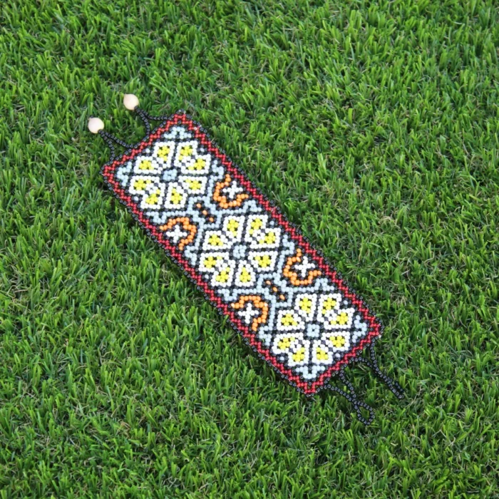 Shipibo Original Ceremonial Bracelet | Unisex Handmade From The Shipibo Tribe | 21 cm x 5.5 cm (Incl. Closures) | Sacred Beaded Bracelet