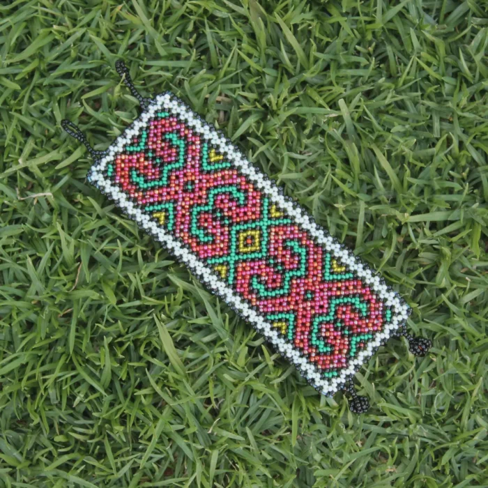 Shipibo Ceremonial Bracelet | Unisex Handmade From The Shipibo Tribe | 20 cm x 6 cm (Incl. Closures) | Sacred Beaded Bracelet