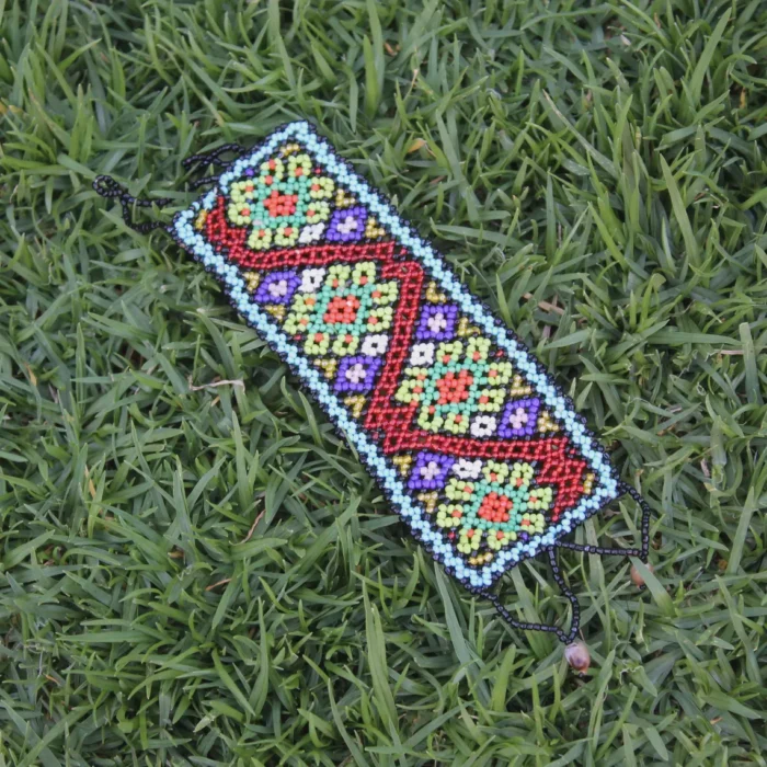 Shipibo Ceremonial Bracelet | Unisex Handmade From The Shipibo Tribe | 21 cm x 6 cm (Incl. Closures) | Sacred Beaded Bracelet