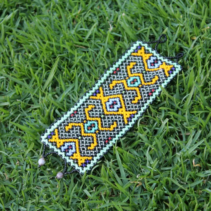 Shipibo Ceremonial Bracelet | Unisex Handmade From The Shipibo Tribe | 19 cm x 6 cm (Incl. Closures) | Sacred Beaded Bracelet