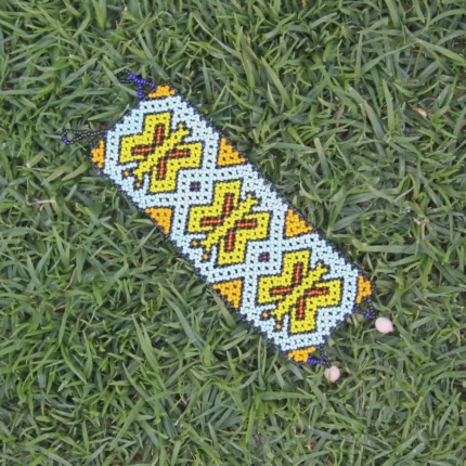 Shipibo Ceremonial Bracelet | Unisex Handmade From The Shipibo Tribe | 20 cm x 6 cm (Incl. Closures) | Sacred Beaded Bracelet