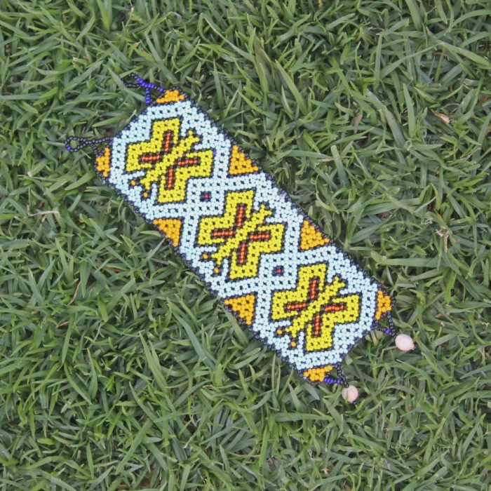 Shipibo Ceremonial Bracelet | Unisex Handmade From The Shipibo Tribe | 20 cm x 6 cm (Incl. Closures) | Sacred Beaded Bracelet