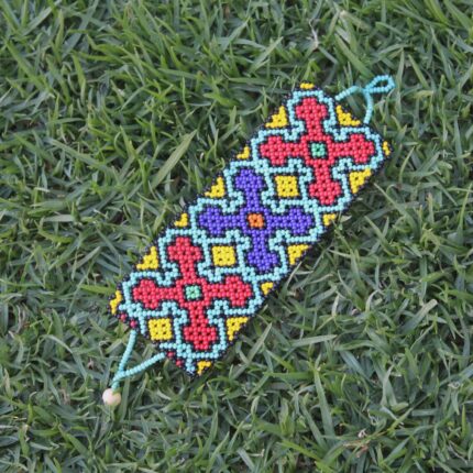 Shipibo Ceremonial Bracelet | Unisex Handmade From The Shipibo Tribe | 21 cm x 6 cm (Incl. Closures) | Sacred Beaded Bracelet