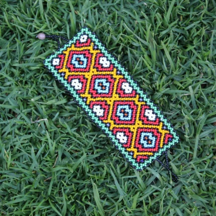 Shipibo Ceremonial Bracelet | Unisex Handmade From The Shipibo Tribe | 20 cm x 6 cm (Incl. Closures) | Sacred Beaded Bracelet