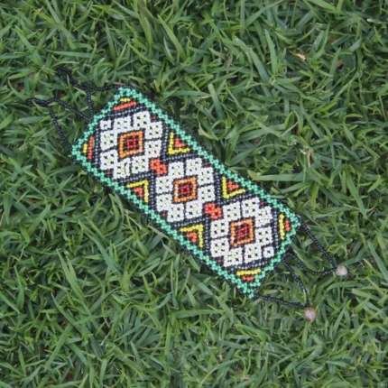 Shipibo Ceremonial Bracelet | Unisex Handmade From The Shipibo Tribe | 21.5 cm x 6 cm (Incl. Closures) | Sacred Beaded Bracelet