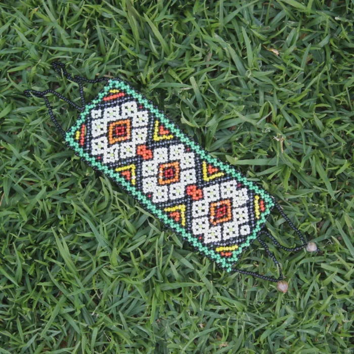 Shipibo Ceremonial Bracelet | Unisex Handmade From The Shipibo Tribe | 21.5 cm x 6 cm (Incl. Closures) | Sacred Beaded Bracelet