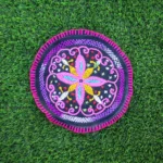 Shipibo Altar Cloth made by Shipibo Female Shaman | 20 cm in diameter | Traditional Shipibo Embroidery | Ayahuasca vision pattern