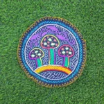 Shipibo Altar Cloth made by Shipibo Female Shaman | 23 cm in diameter | Traditional Shipibo Embroidery | Ayahuasca vision pattern