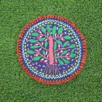 Shipibo Altar Cloth made by Shipibo Female Shaman | 22 cm in diameter | Traditional Shipibo Embroidery | Ayahuasca vision pattern